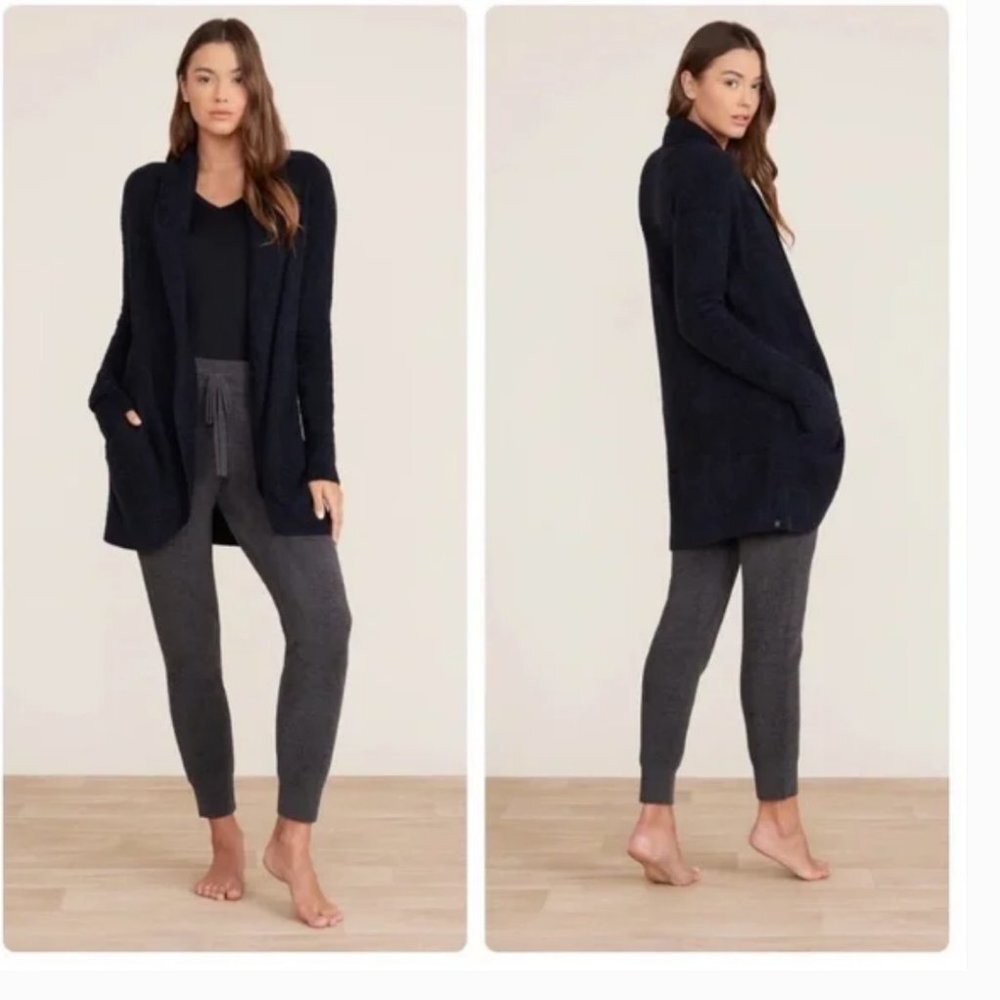 Barefoot Dreams CozyChic Lite Long Cardigan - Black- Size XS